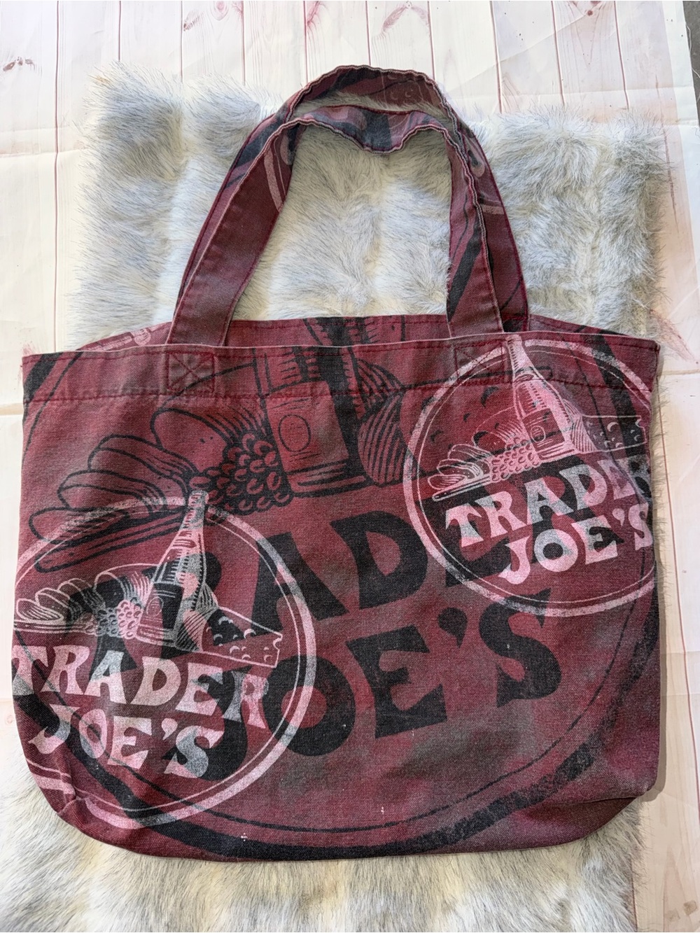 Made In Usa - TRADER JOE’S TOTE BAG Maroon Logo Canvas Tote Bag